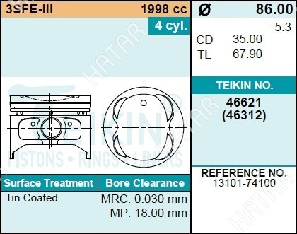 TEIKIN Поршень двигателя teikin 46621 0.50 4шт/упак 46621050