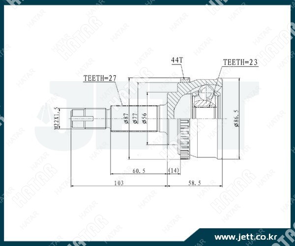 JETT Привод шрус jett v41-1282 abs V411282ABS