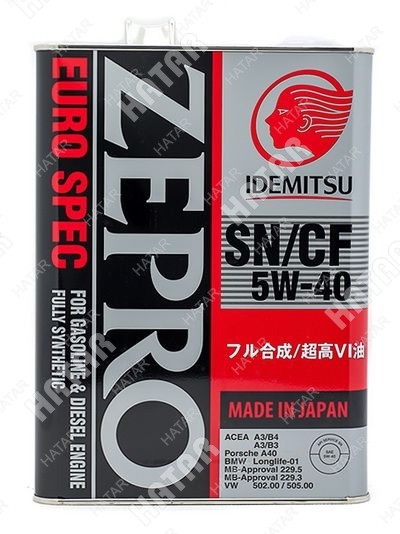 IDEMITSU Масло моторное синтетическое idemitsu zepro euro spec f-s 5w-40 sn/cf 4l 1849004