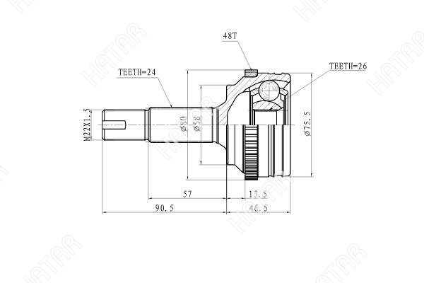 JETT Шрус внешний jett V419026ABS