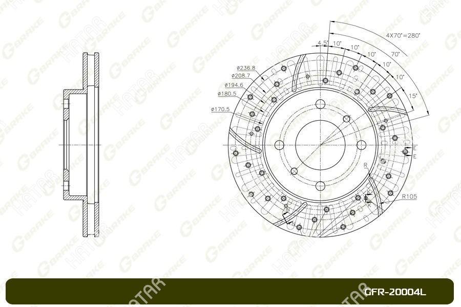G-BRAKE Диск тормозной перфорированный вентилируемый g-brake левый GFR20004L