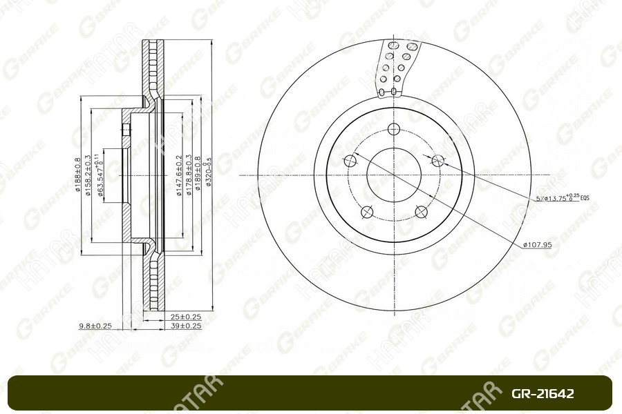 G-BRAKE Диск тормозной вентилируемый g-brake GR21642