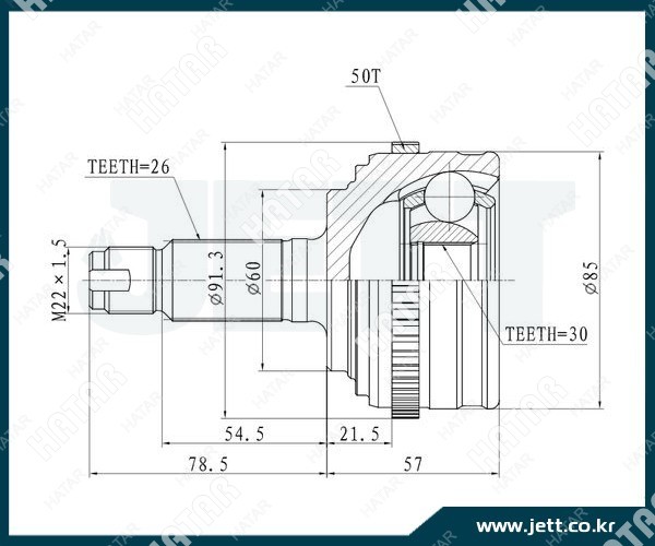JETT Шрус внешний jett V413033ABS