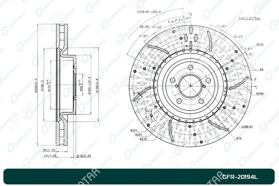 G-BRAKE Диск тормозной перфорированный вентилируемый g-brake левый GFR20194L