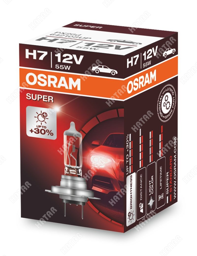 OSRAM Лампочка osram super 12v, 55w h7 px26d 64210SUP