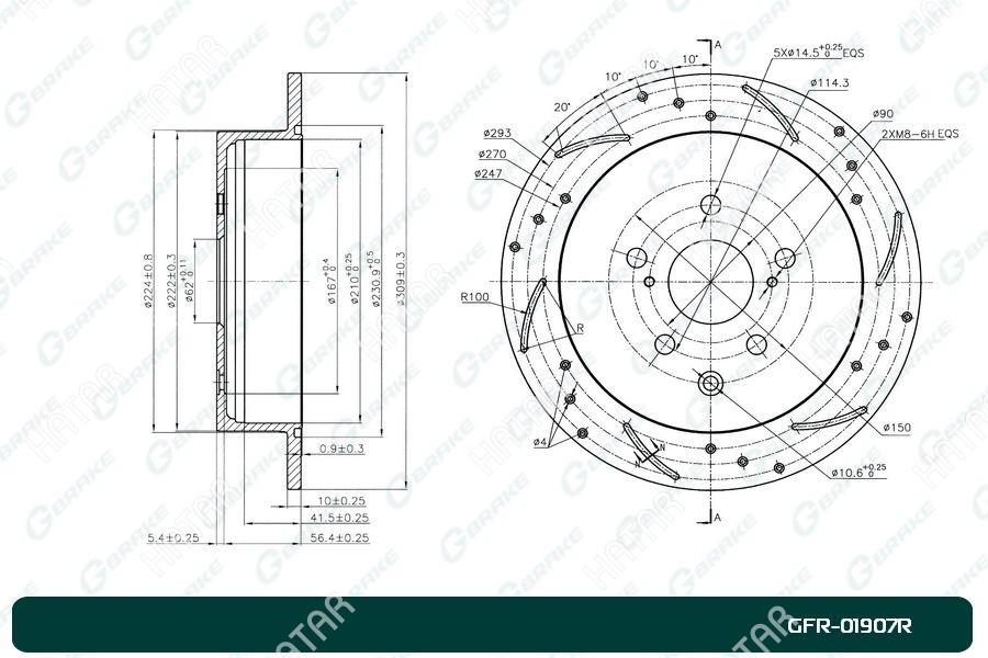 G-BRAKE Диск тормозной перфорированный g-brake правый GFR01907R
