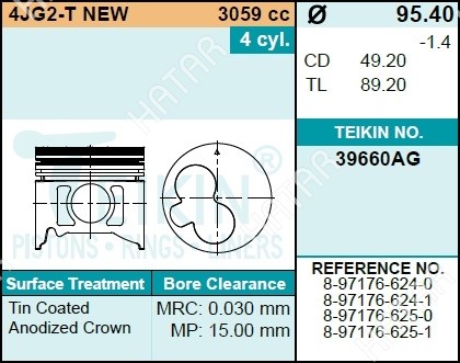 TEIKIN Поршень двигателя teikin 39660ag std 4шт/упак 39660AGSTD