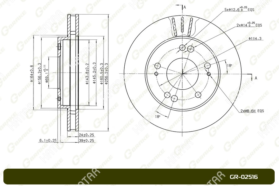 G-BRAKE Диск тормозной вентилируемый g-brake GR02516