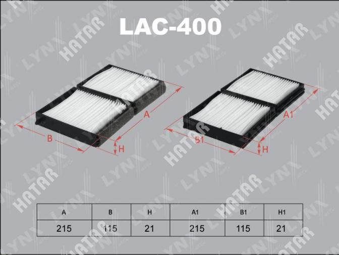 LYNXAUTO Фильтр салона 2шт LAC400