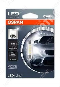 OSRAM Лампа 12v 0,5w sv8.5-8 standart c5w / холодный белый / 6000k 41mm 6441CW01B