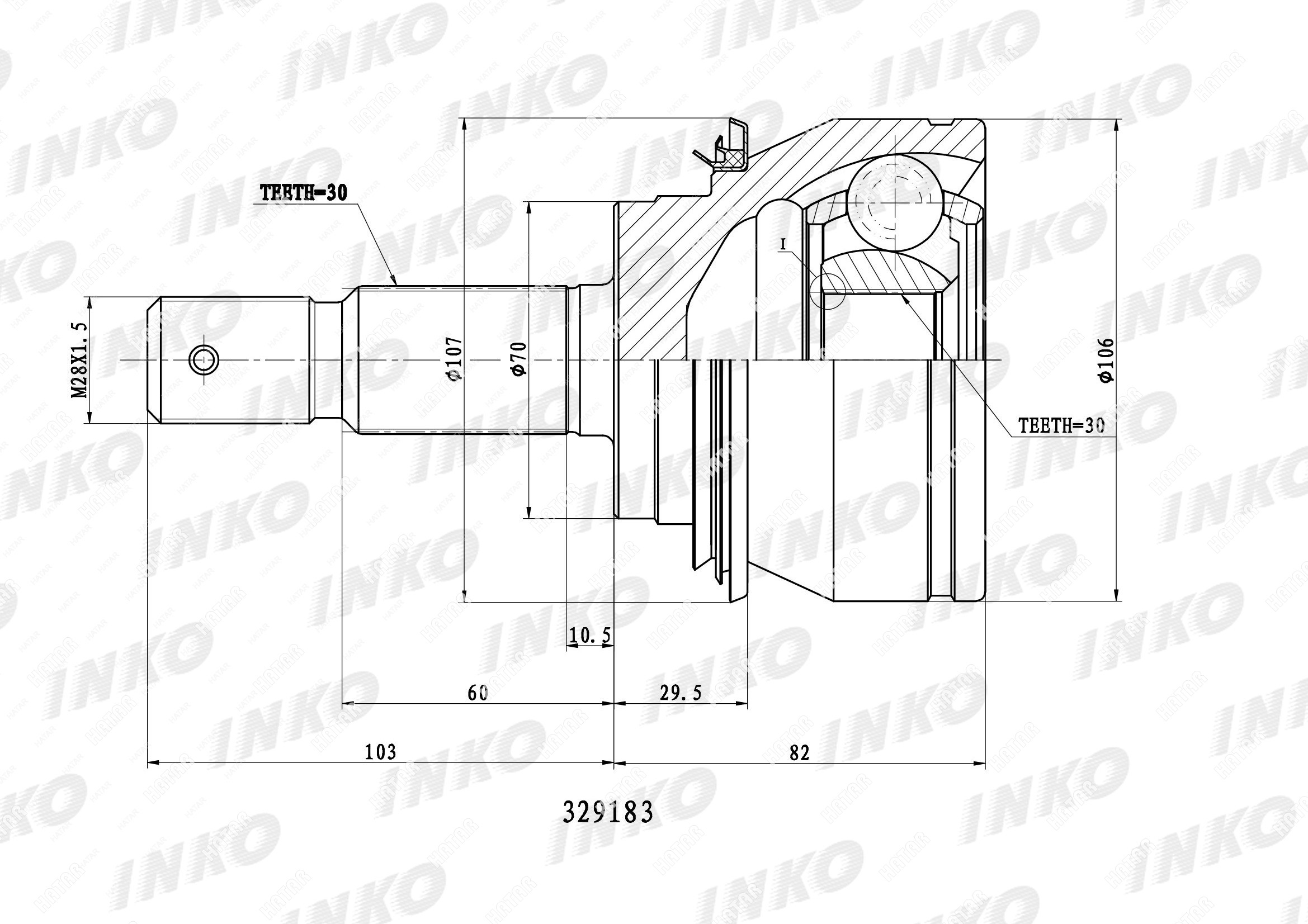 INKO Шрус внешний 3030 перед 329183