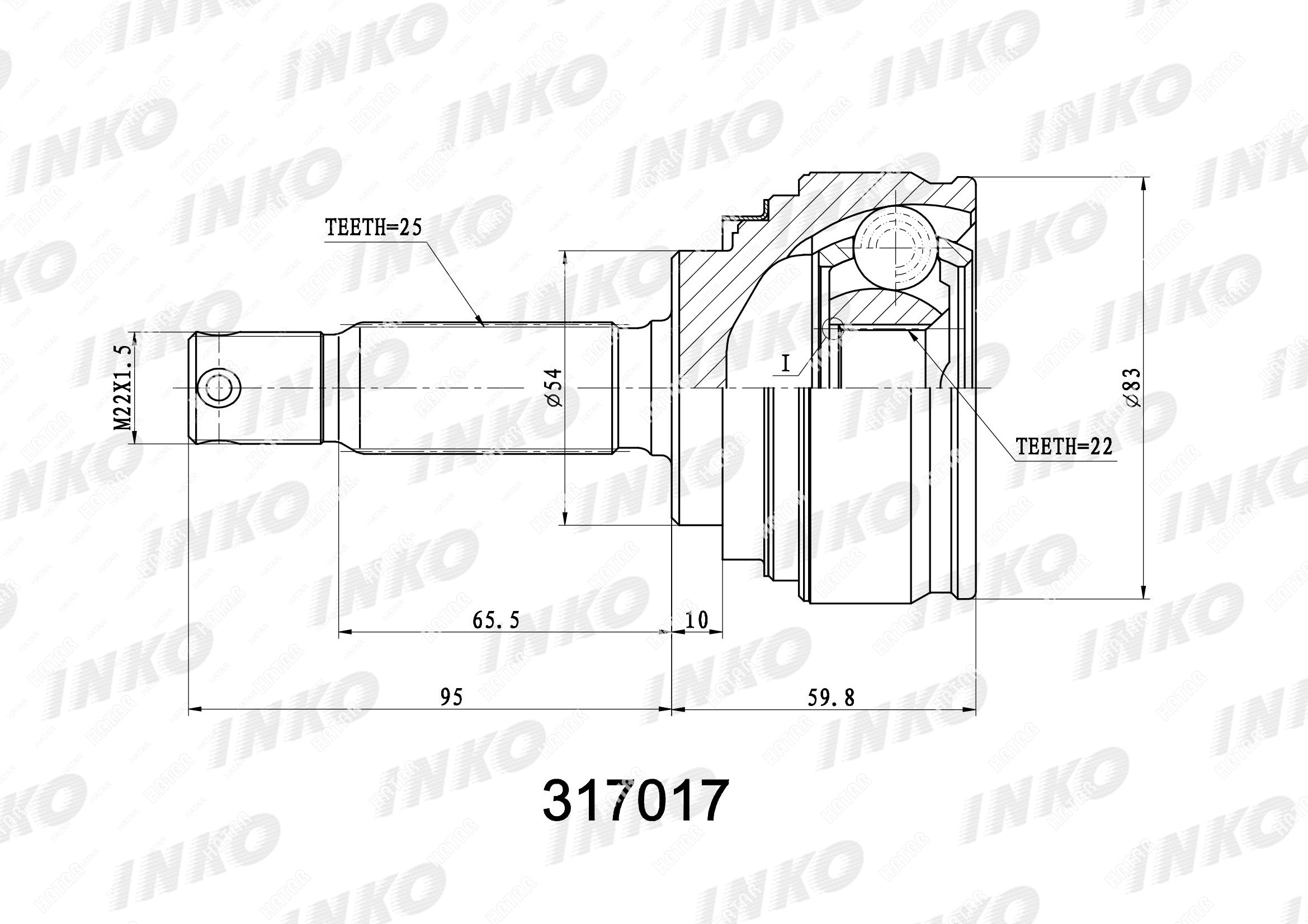 INKO Шрус внешний 25/22 317017
