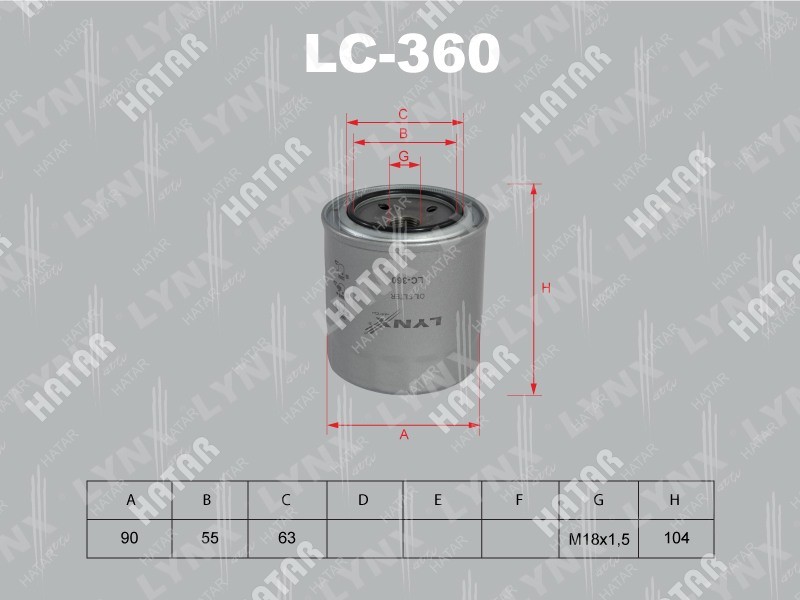 LYNXAUTO Фильтр масляный LC360