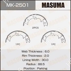 MASUMA Колодки барабанные masuma парковочные к-т 4шт  1/12