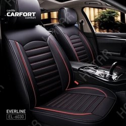 CARFORT Чехлы накидки carfort everline, экокожа, комплект, черный с красной прошивкой