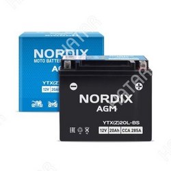 NORDIX Акб для мото nordix agm 20 ач, cca 285a, 177*87*153.5 1/4