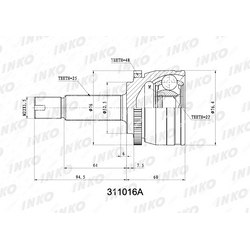 INKO Шрус внешний 2522 abs 48 перед