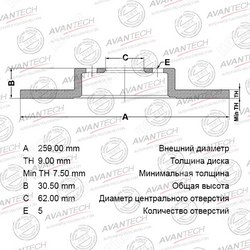 AVANTECH Диск тормозной