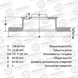 AVANTECH Диск тормозной