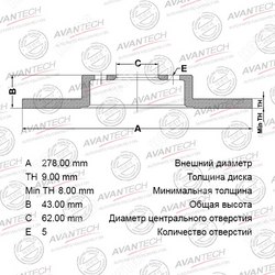 AVANTECH Диск тормозной