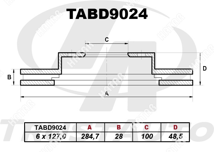 TRUSTAUTO Тормозной диск ta; TABD9024