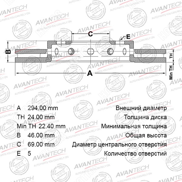AVANTECH Диск тормозной BR0516S