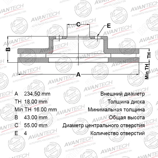 AVANTECH Диск тормозной продается, только комплектом 2шт BR0114S