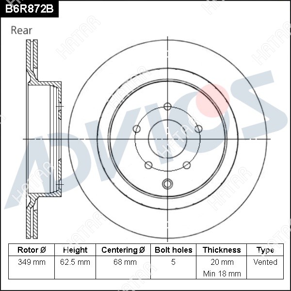 ADVICS Диск тормозной зад. B6R872B