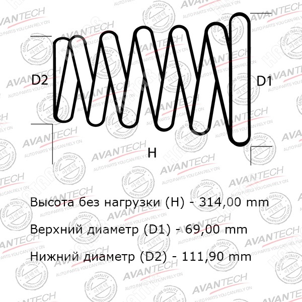 AVANTECH Комплект усиленных пружин подвески HS0241R