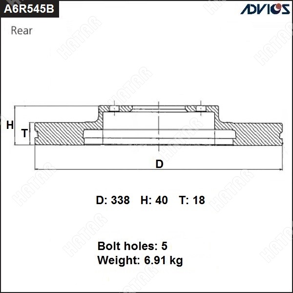 ADVICS Диск тормозной зад. A6R545B