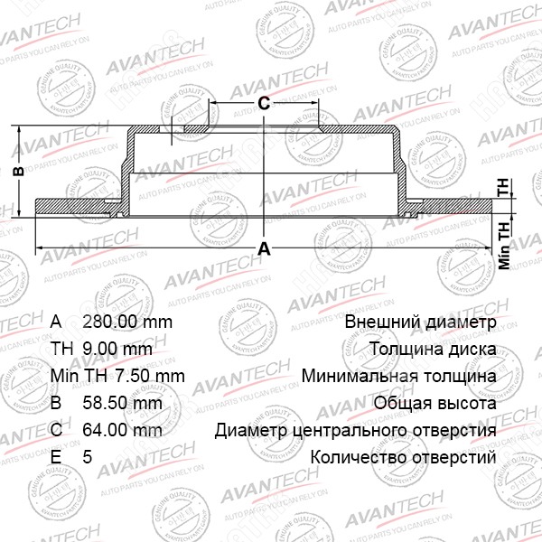 AVANTECH Диск тормозной BR0321S